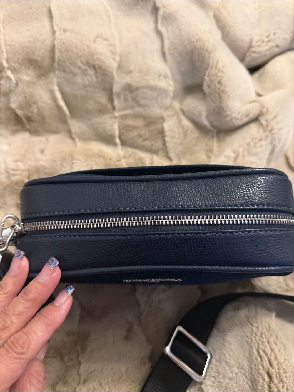 Karl Lagerfeld Navy Denim Crossbody with Stud Embellishments - Picture 5 of 5